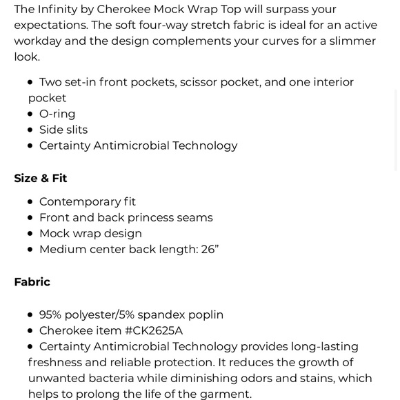 Cherokee Wine Mock Wrap Top Scrubs Size XS - Picture 10 of 10